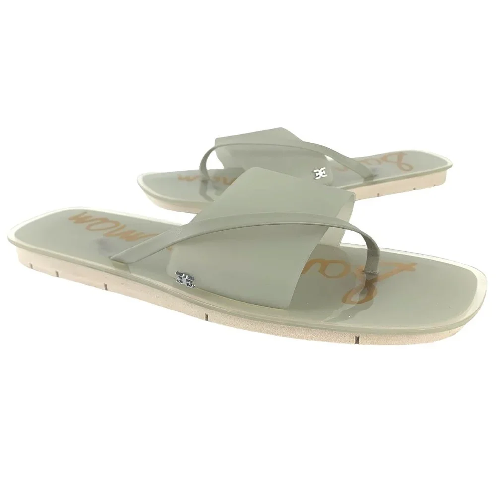 SAM EDELMAN Luciana Translucent Gray‎ Thong Slides Sandals